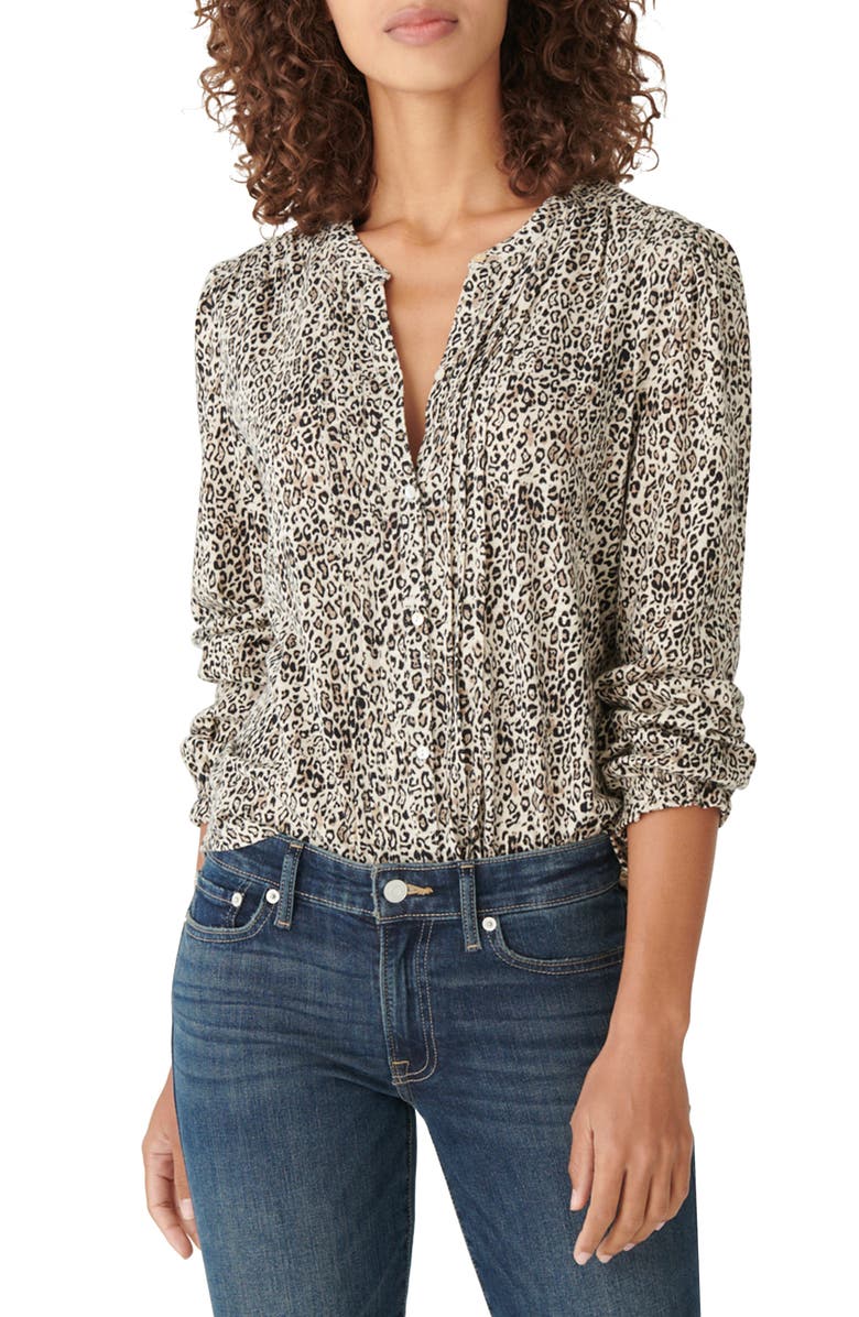 Lucky Brand Pintuck Long Sleeve Cotton Blouse, Main, color,