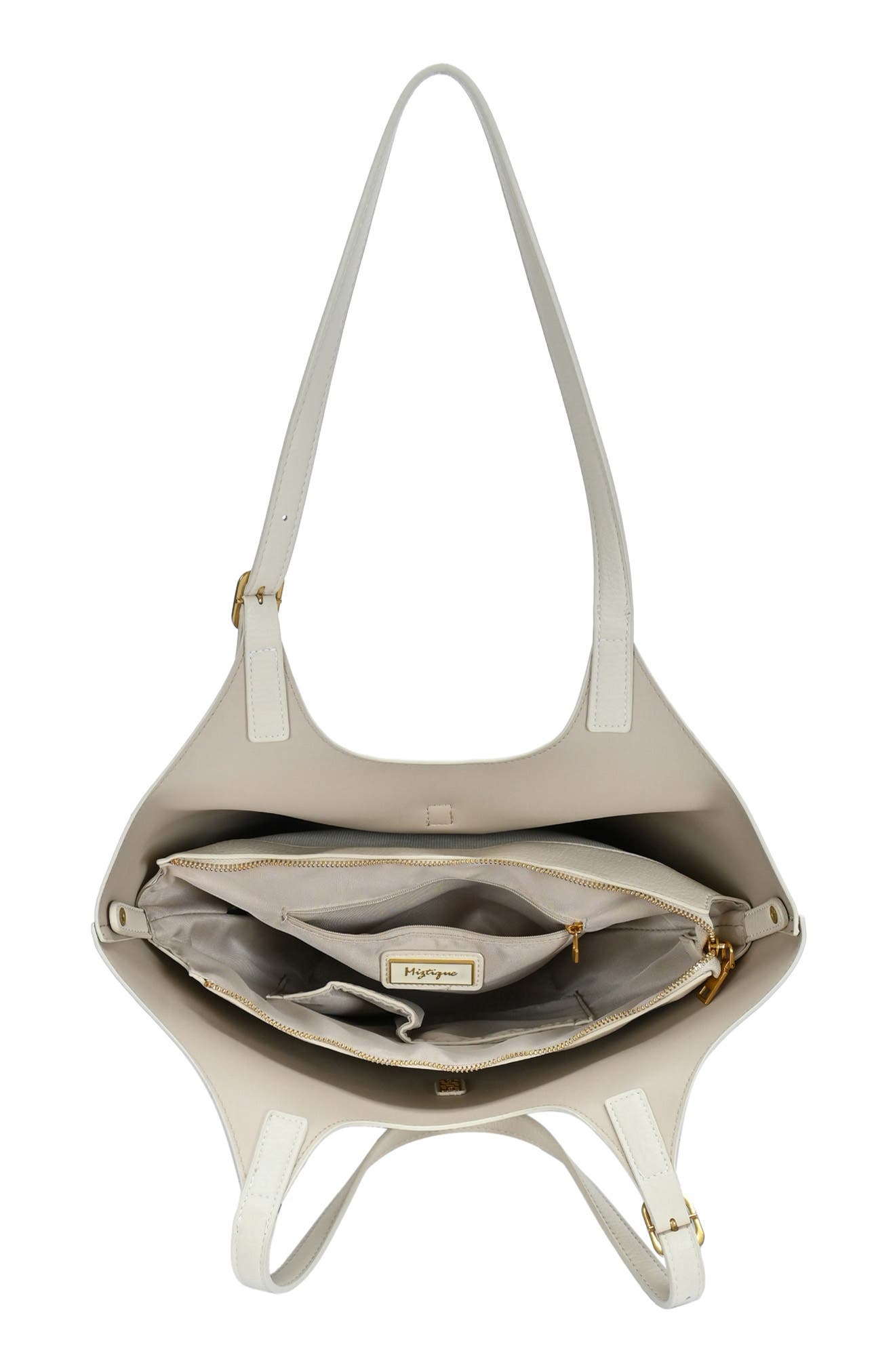 Miztique Turnlock Detail Tote, Alternate, color, Cream