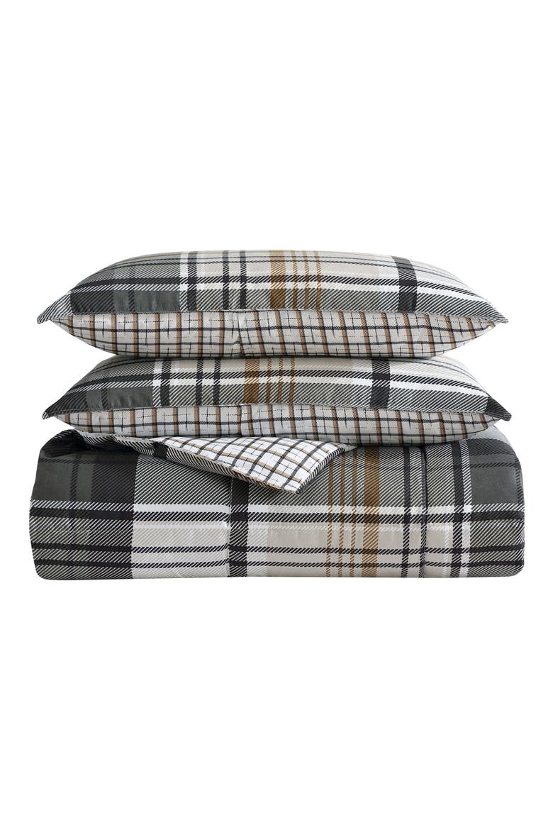 Normandy Plaid Comforter Set, Main, color, BLACK