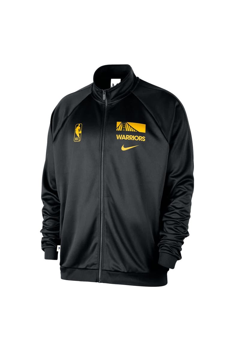 Men's Nike Black Golden State Warriors Courtside Pique Club Full-Zip Track Jacket, Alternate, color, Black