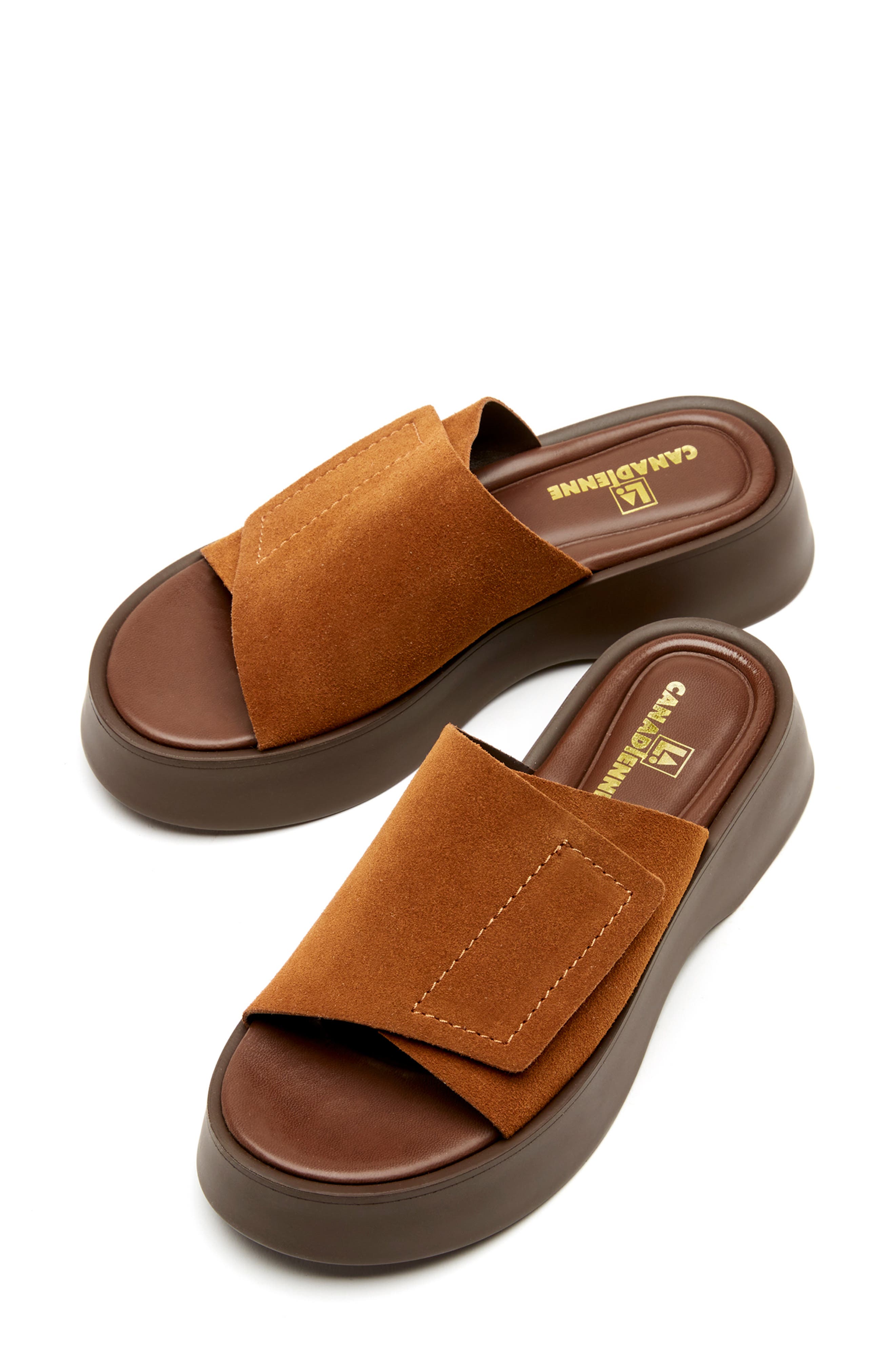 La Canadienne Viv Slide Sandal, Alternate, color, Tabacco Suede