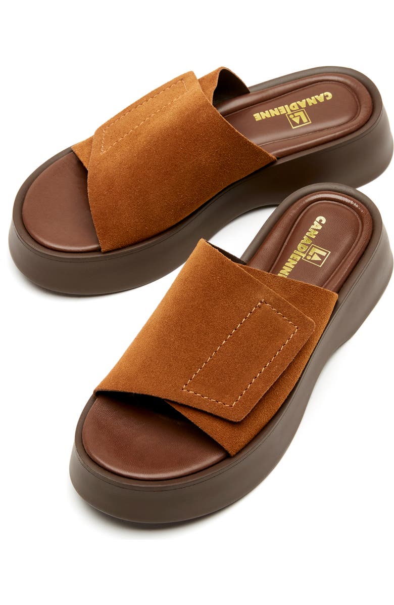 La Canadienne Viv Slide Sandal, Alternate, color, Tabacco Suede
