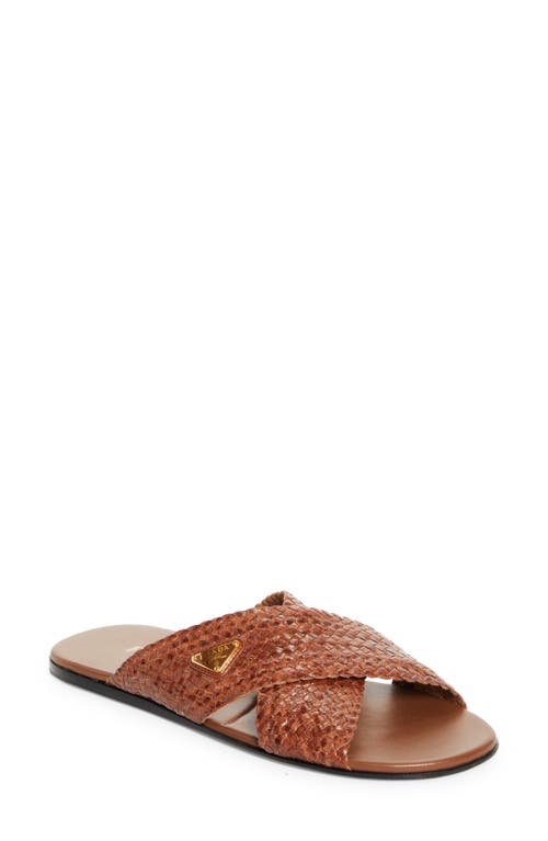 Prada Woven Slide Sandal in Cognac at Nordstrom, Size 36