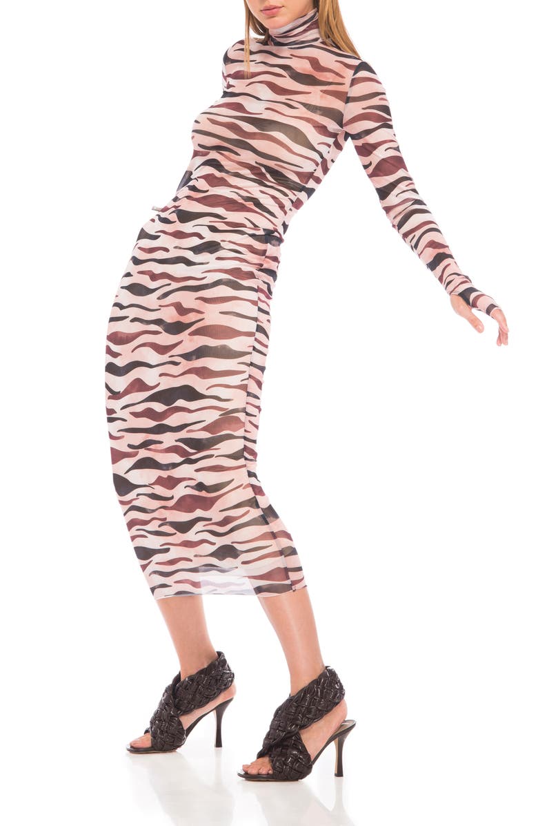 AFRM Shailene Long Sleeve Mesh Midi Dress, Alternate, color,