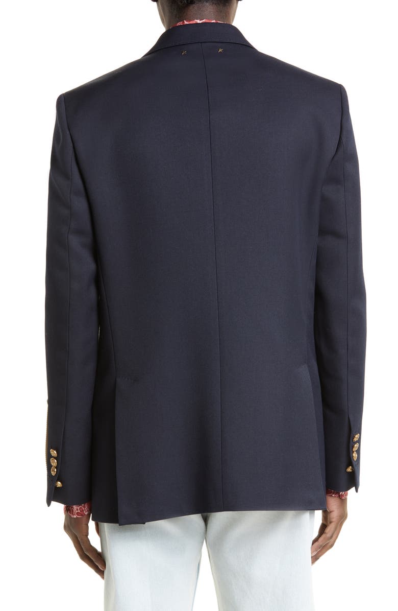 Golden Goose Crest Button Double Breasted Gabardine Blazer, Alternate, color, 