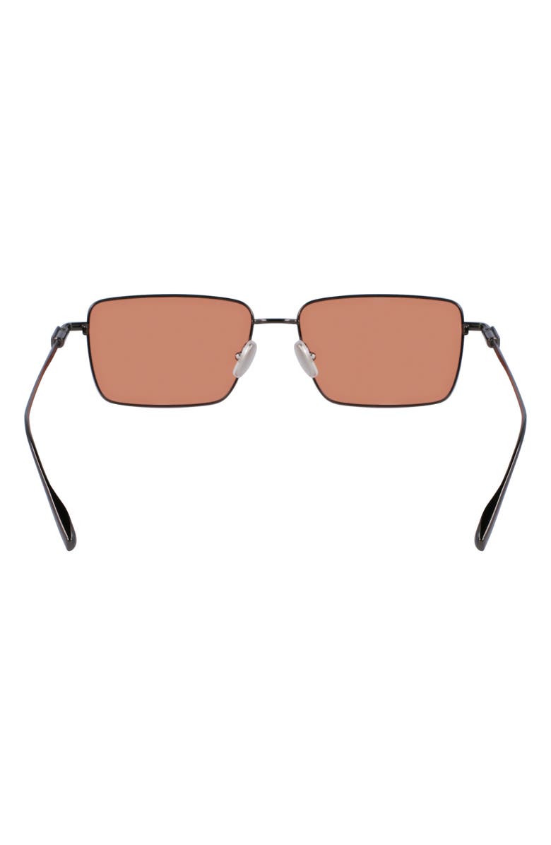 FERRAGAMO Gancini Evolution 57mm Rectangular Sunglasses, Alternate, color, Dark Gun/ Orange