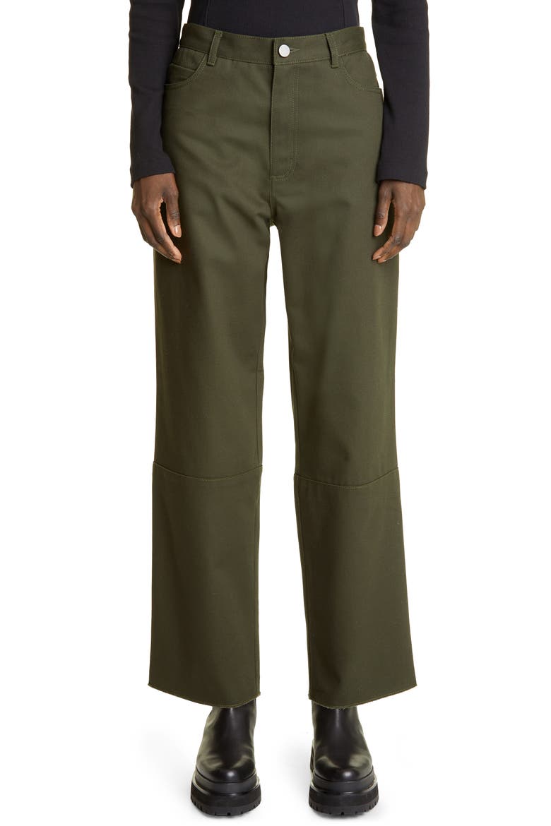 Gender Inclusive Diran Cuffed Straight Leg Jeans, Main, color, DARK OLIVE