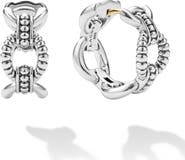 LAGOS Sterling Silver Caviar Link Oval Hoop Earrings