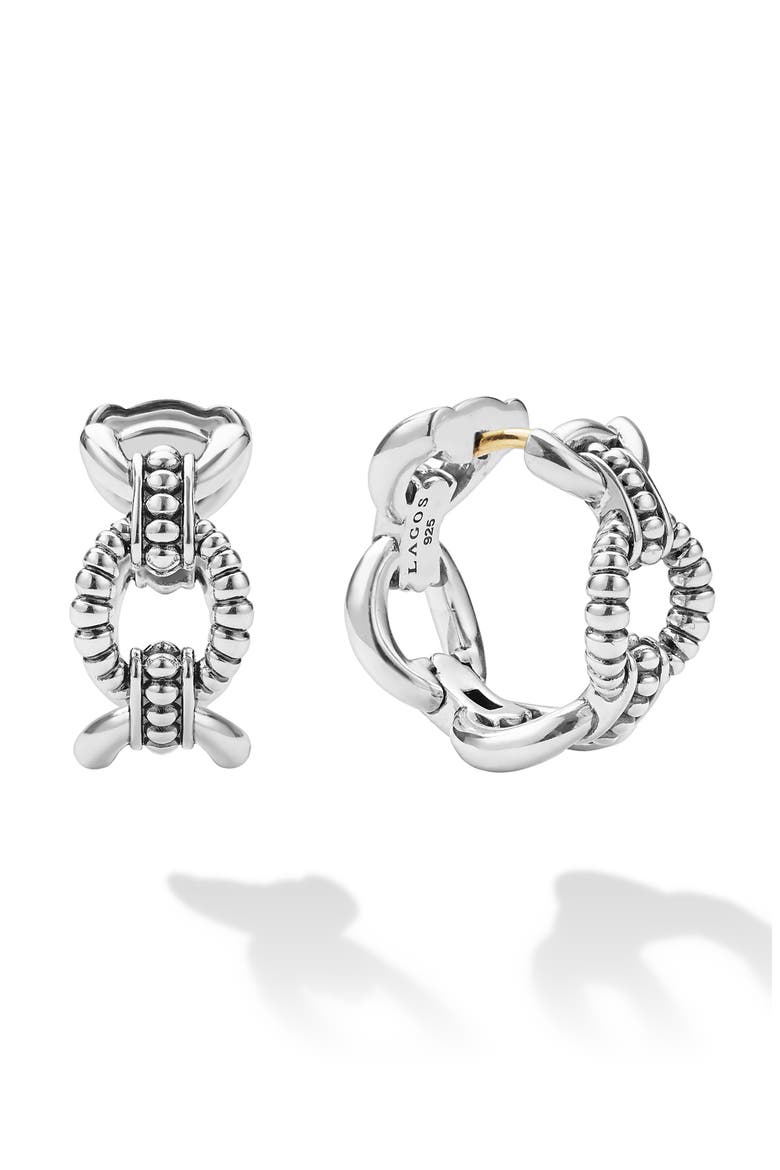 Sterling Silver Caviar Link Oval Hoop Earrings video