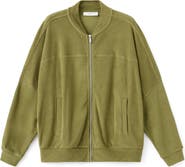 MANGO Cotton Blend Terry Bomber Jacket