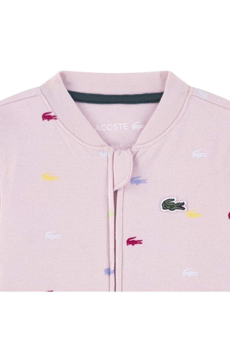 Lacoste Croco Print Organic Cotton Footie, Alternate, color, Nidus