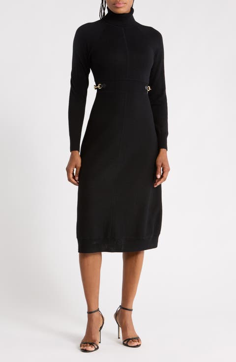 Becky Long Sleeve Turtleneck Wool Sweater Dress