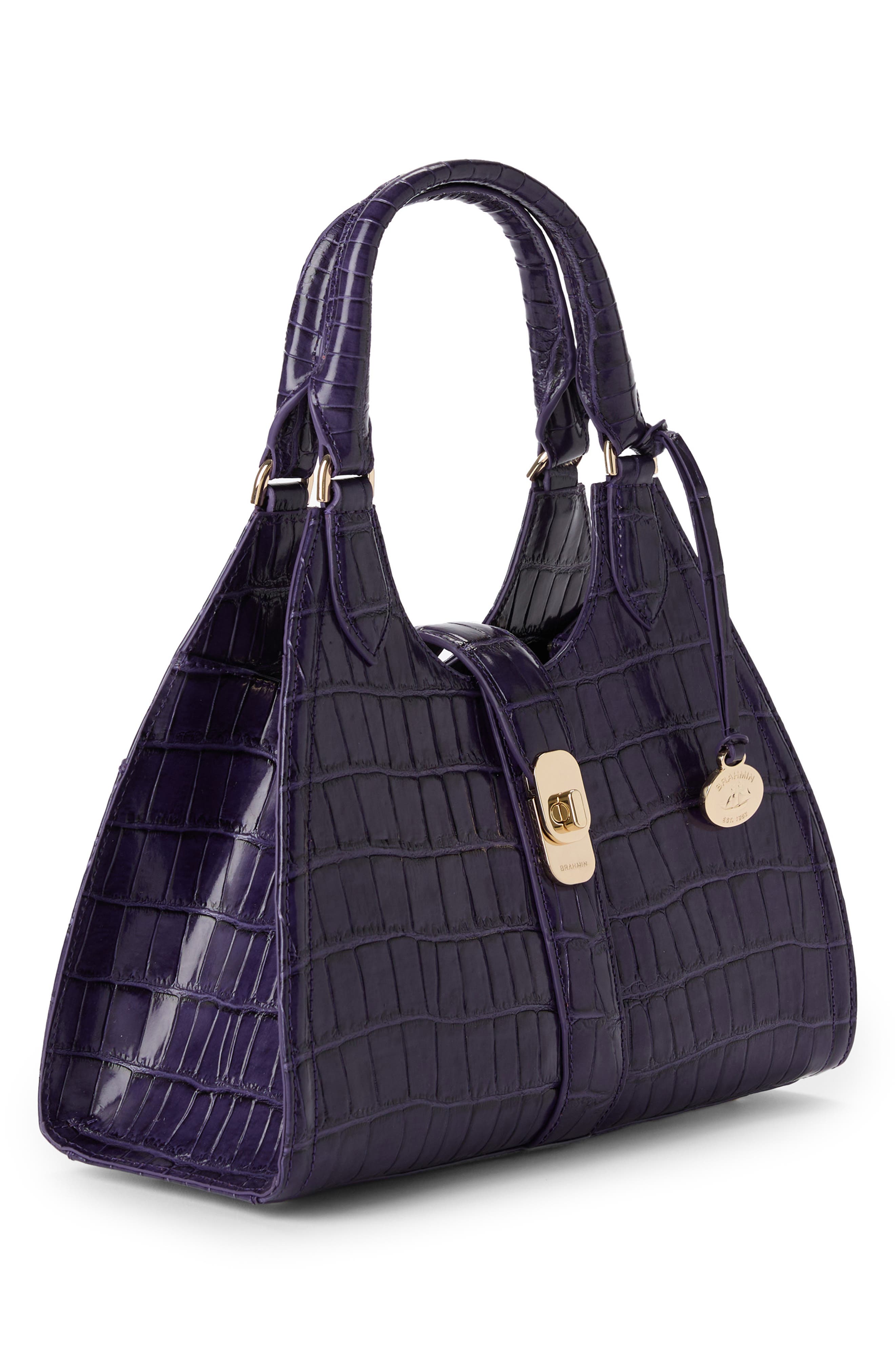 Brahmin Adrian Croc Embossed Leather Shoulder Bag, Alternate, color, 