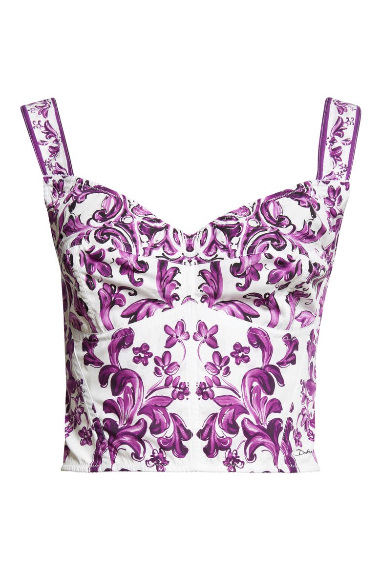 Majolica Print Poplin Bustier Top, Alternate, color, HD5DQ MAIOLICA 4L VIOLA