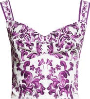 Dolce&Gabbana Majolica Print Poplin Bustier Top