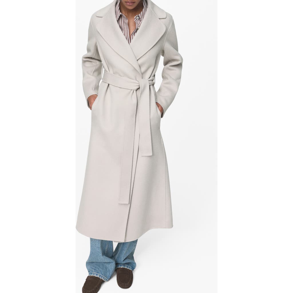 Mango Wool Blend Wrap Coat In Gray