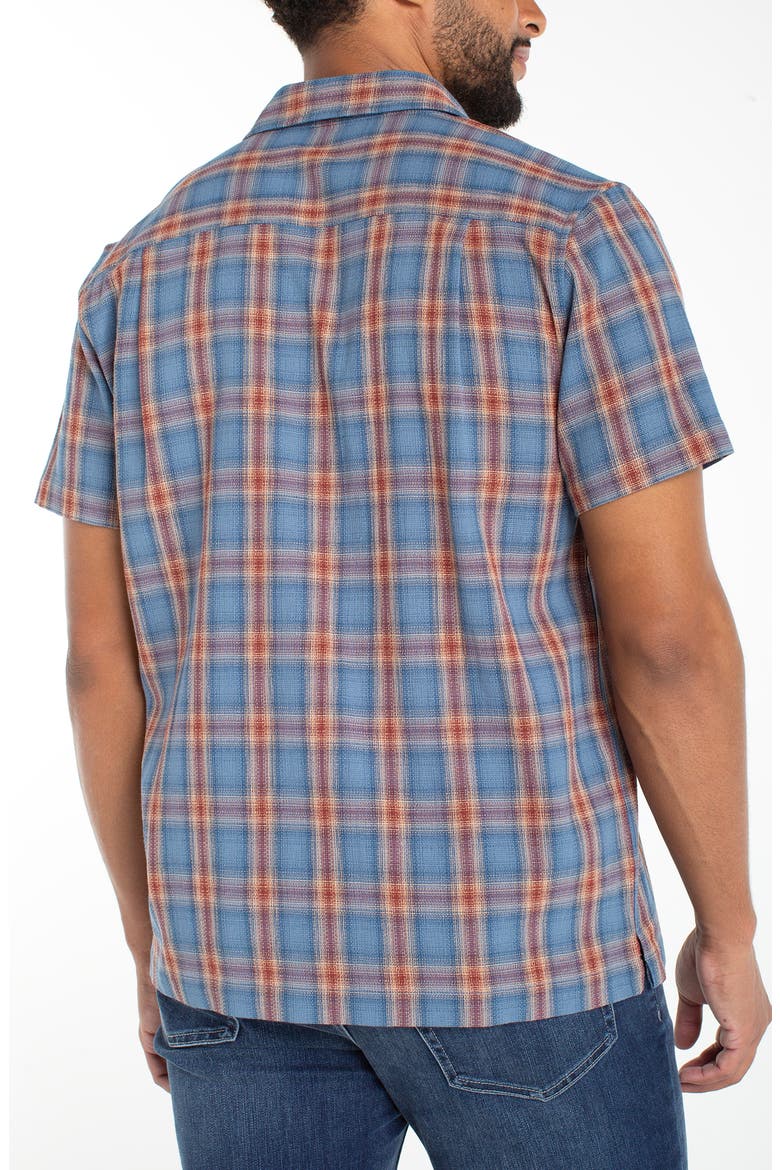 Plaid Short Sleeve Cotton Button-Up Shirt, Alternate, color, BLUE RED MULTI