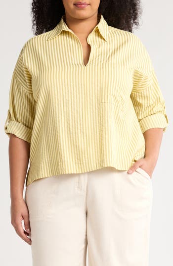 Max Studio Stripe Top In Yellow