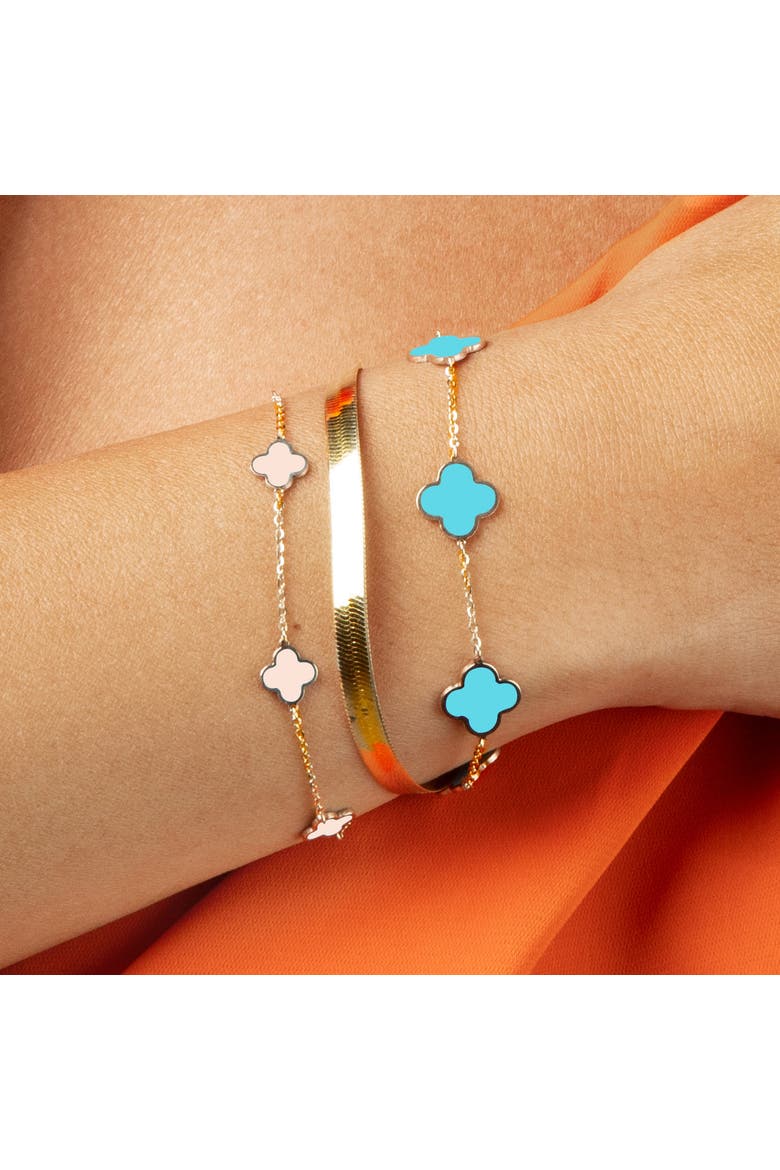 Mini Pink Pearl Clover Bracelet, Alternate, color, Pink Pearl