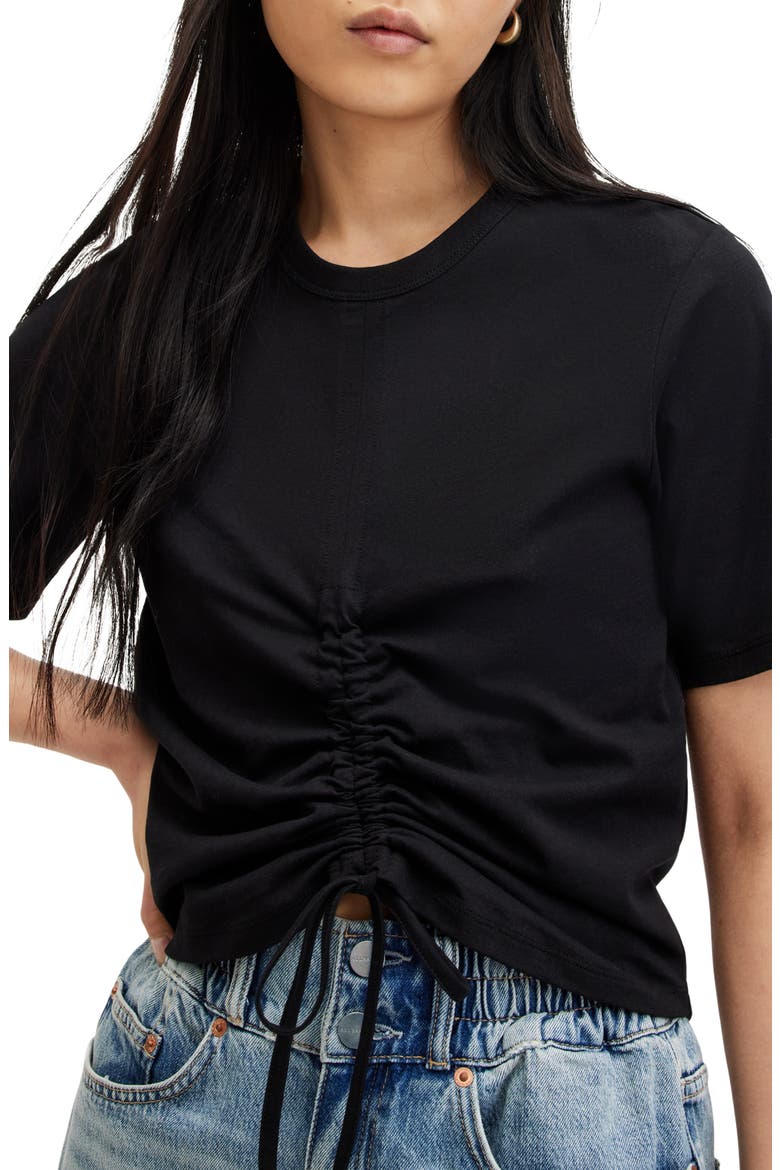Gia Ruched T-Shirt, Alternate, color, BLACK