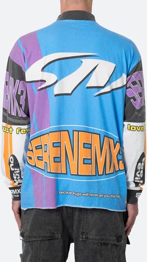 Motocross Mock Neck Long Sleeve Graphic T-Shirt