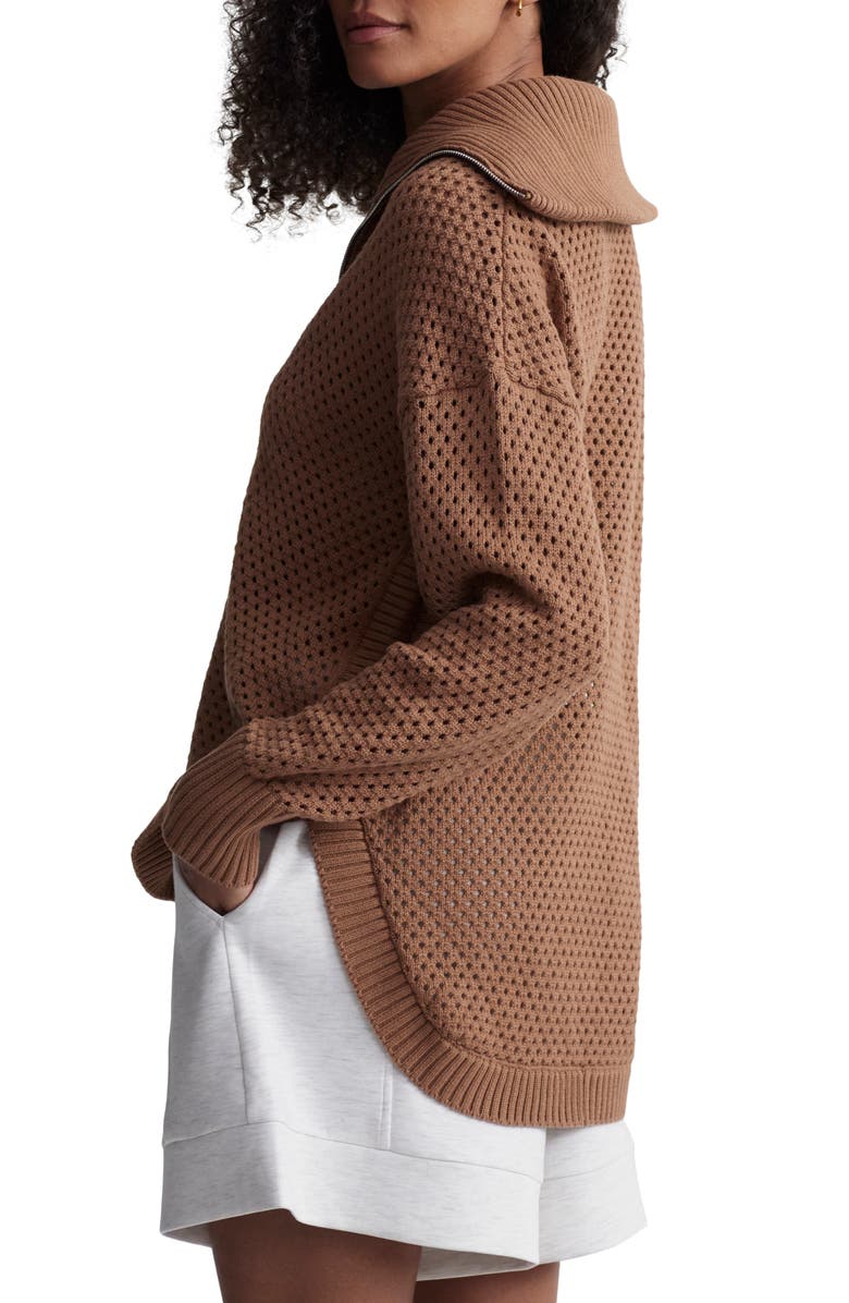 Varley Finn Longline Knit Jacket, Alternate, color, Golden Bronze