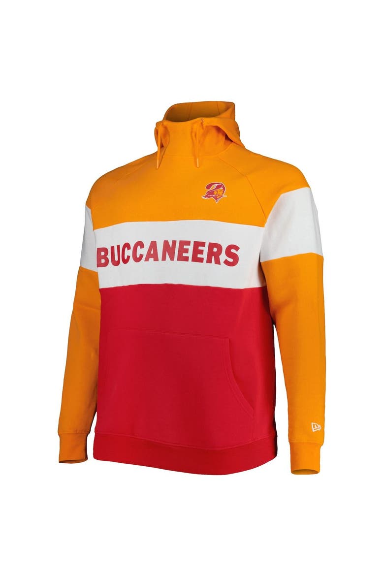 Men's New Era Red Tampa Bay Buccaneers Big & Tall Throwback Colorblock Raglan Pullover Hoodie, Alternate, color, Red