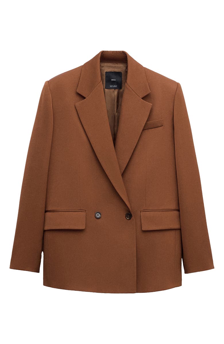 MANGO Double Breasted Blazer, Alternate, color, Cognac