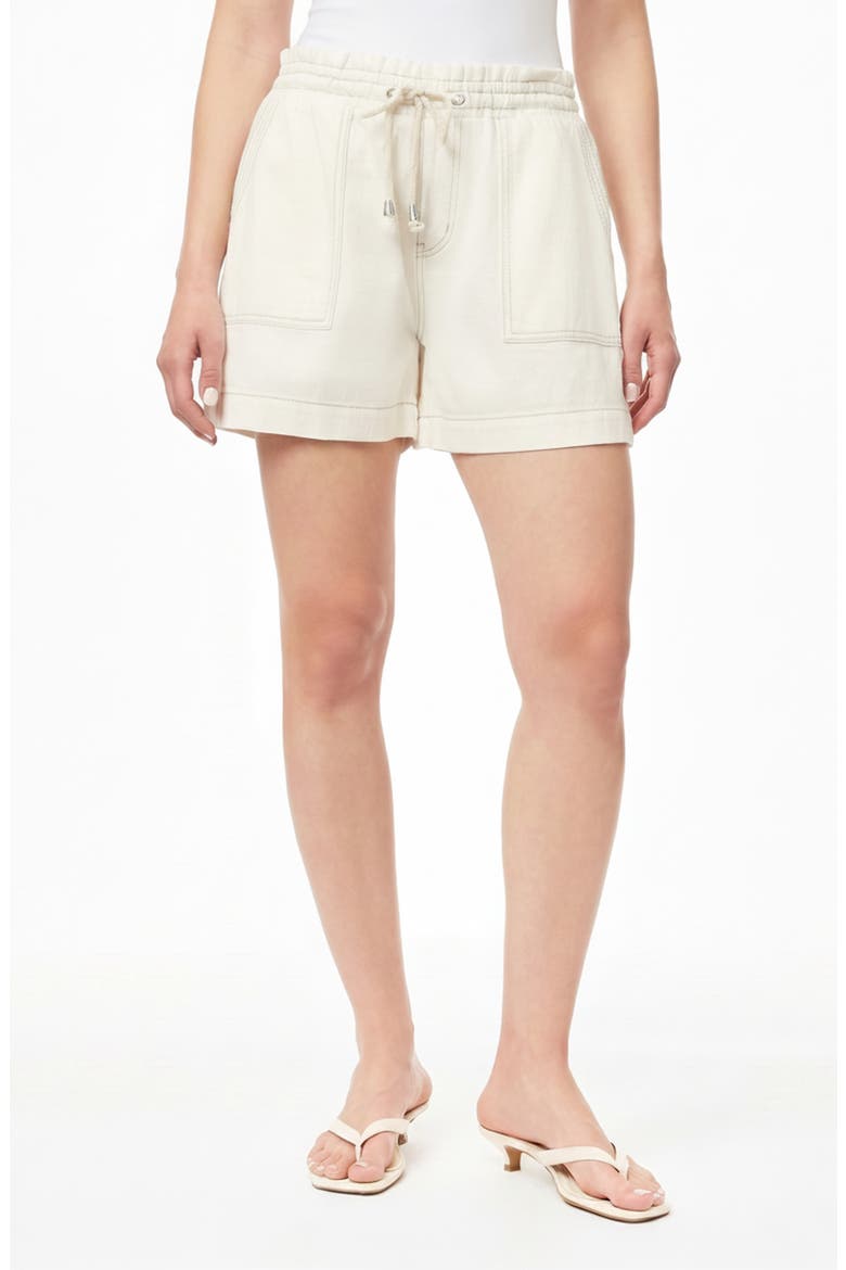 Trapunto Stitched Pocket Pull-On Shorts, Main, color, NATURAL