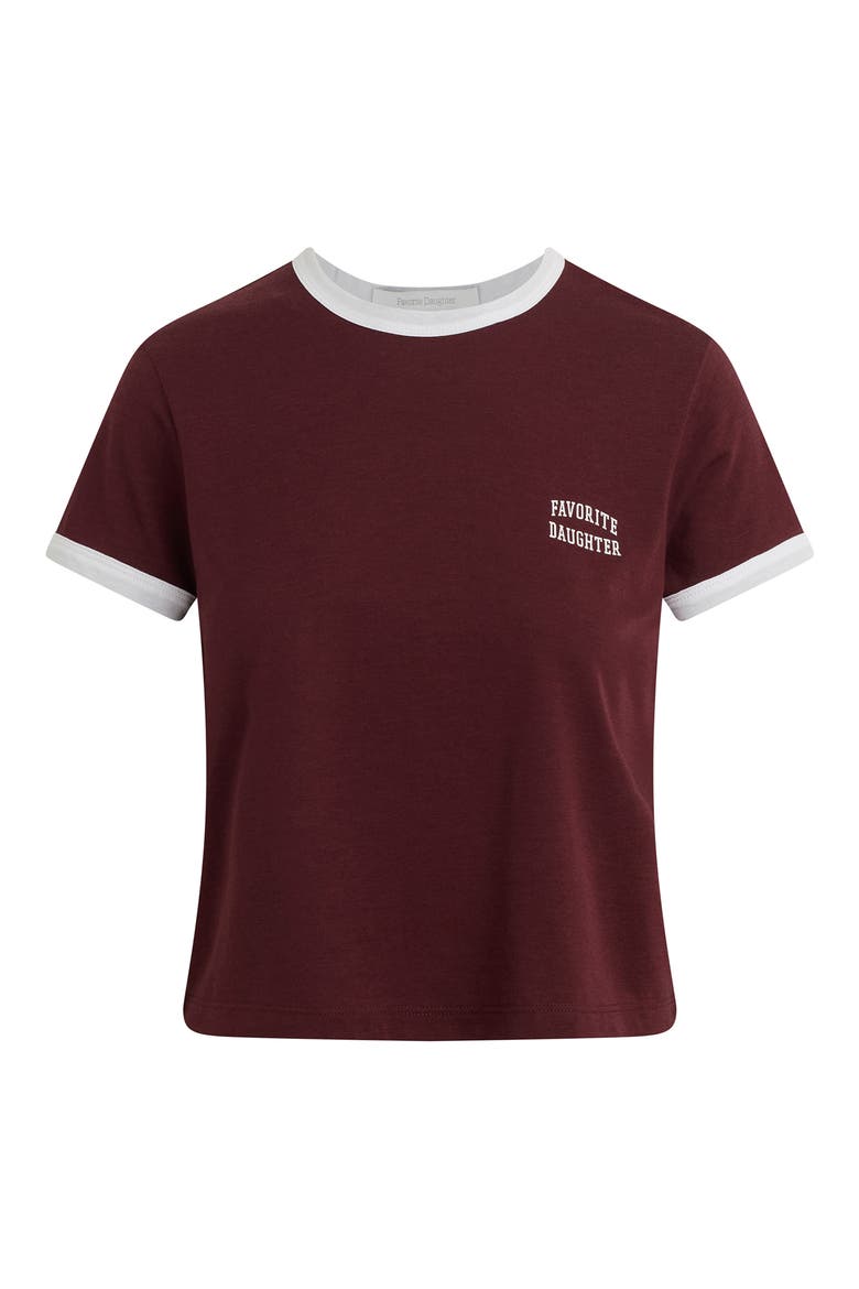 Logo Crop Ringer T-Shirt, Alternate, color, BURGUNDY/ WHITE