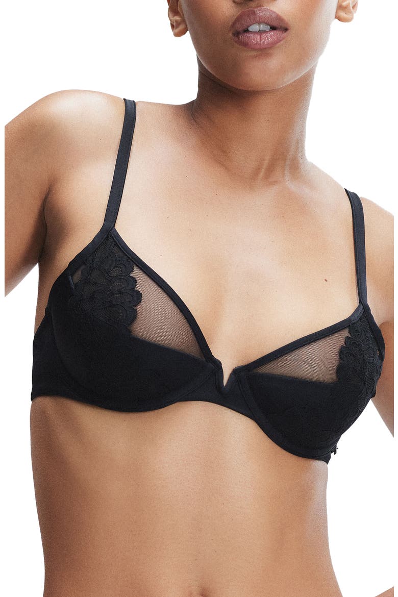 Savage Not Sorry Half Cup Plunge Bra, Main, color, BLACK CAVIAR