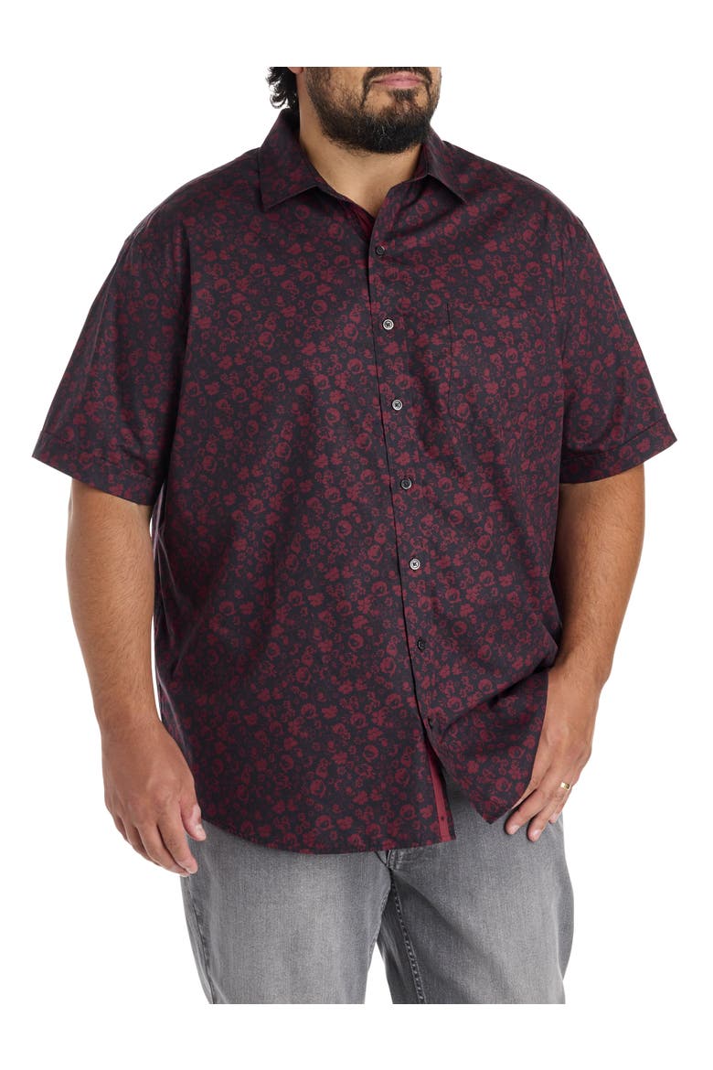 Big & Tall Bold Floral Sport Shirt, Main, color, BLACK