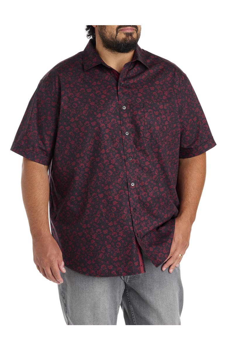 Synrgy by DXL Big & Tall Bold Floral Sport Shirt, Main, color, Black
