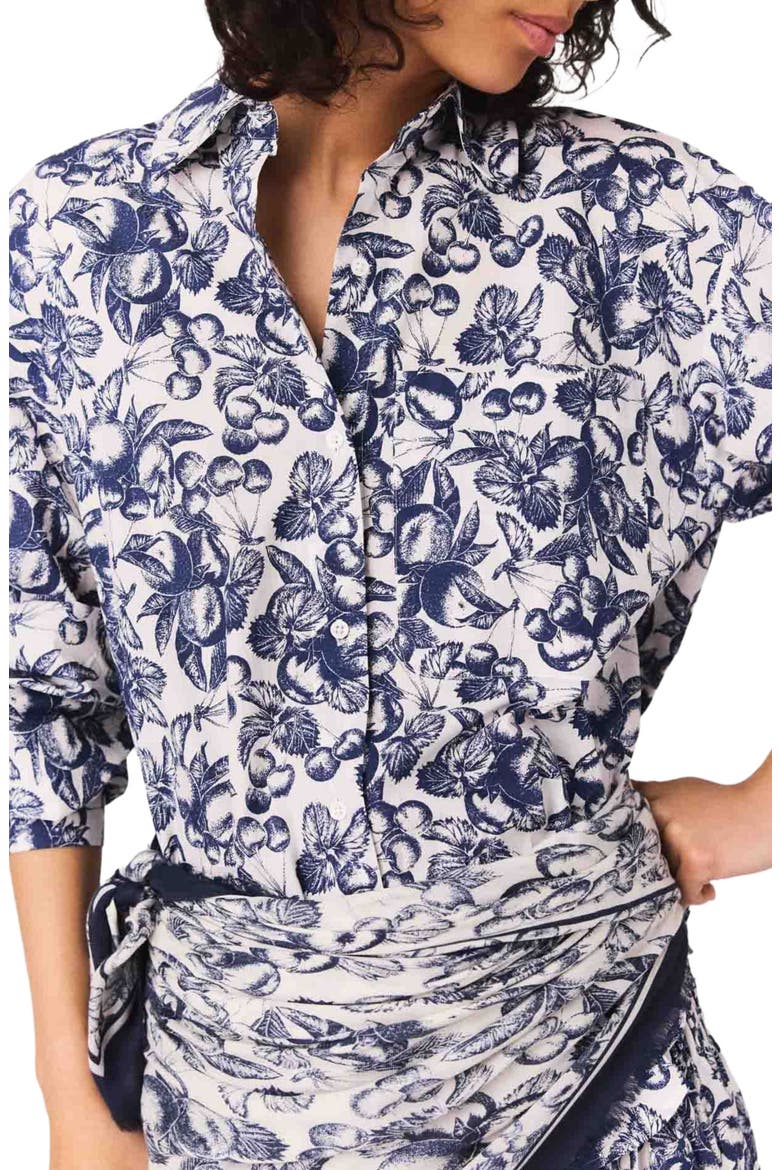 Fruit printed blouse, Alternate, color, Blue fruits print