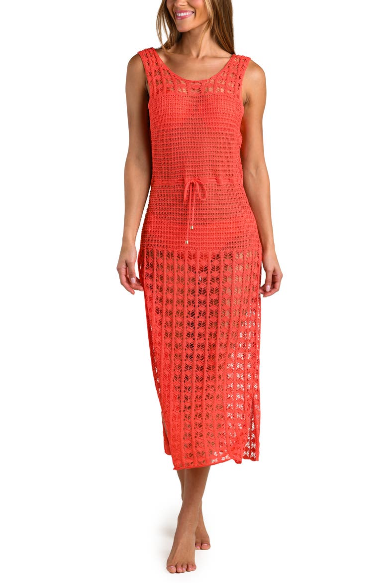 Haute Crochet Cover-Up Maxi Dress, Main, color, SHOCKING ORANGE
