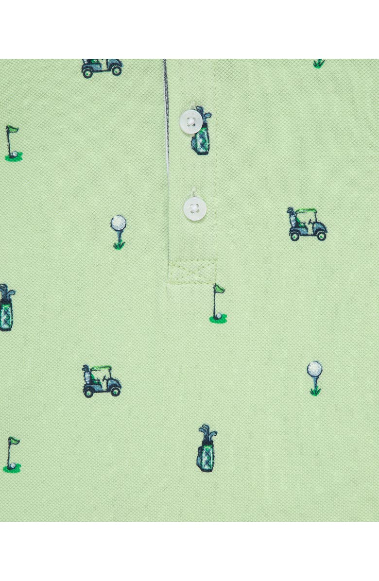 Little Me Golf Print Cotton Polo & Stripe Shorts Set, Alternate, color, 