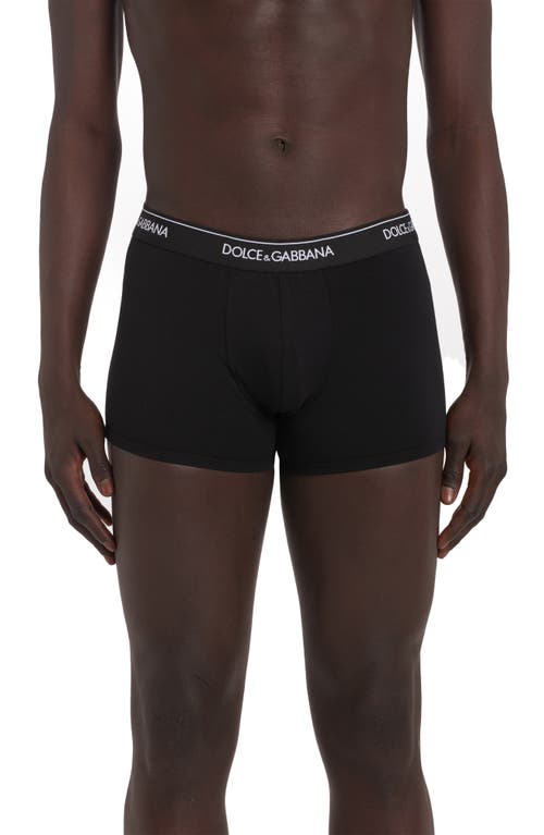 Dolce & Gabbana Dolce&gabbana 2-pack Logo Waist Boxer Briefs In Black