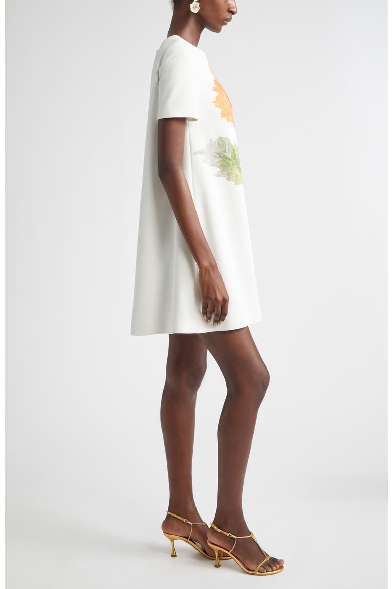 Poppy Print Stretch Crepe A-Line Minidress, Alternate, color, WHITE MULTI