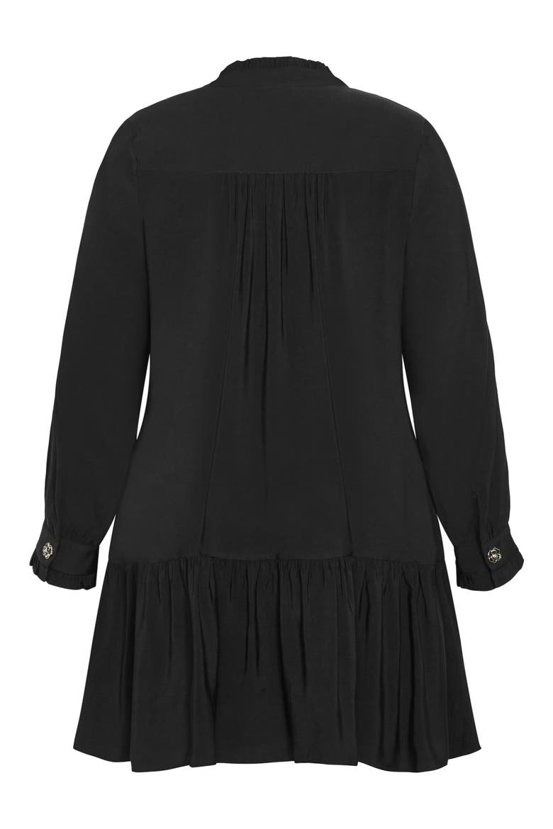 Laylo Ruffle Hem Long Sleeve Dress, Alternate, color, BLACK