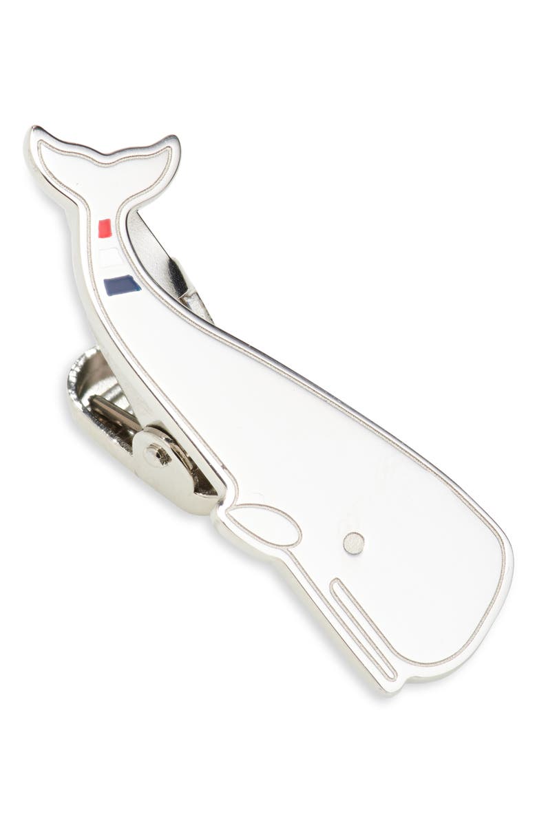 Thom Browne Whale Sterling Silver & Enamel Tie Clip, Main, color, Silver