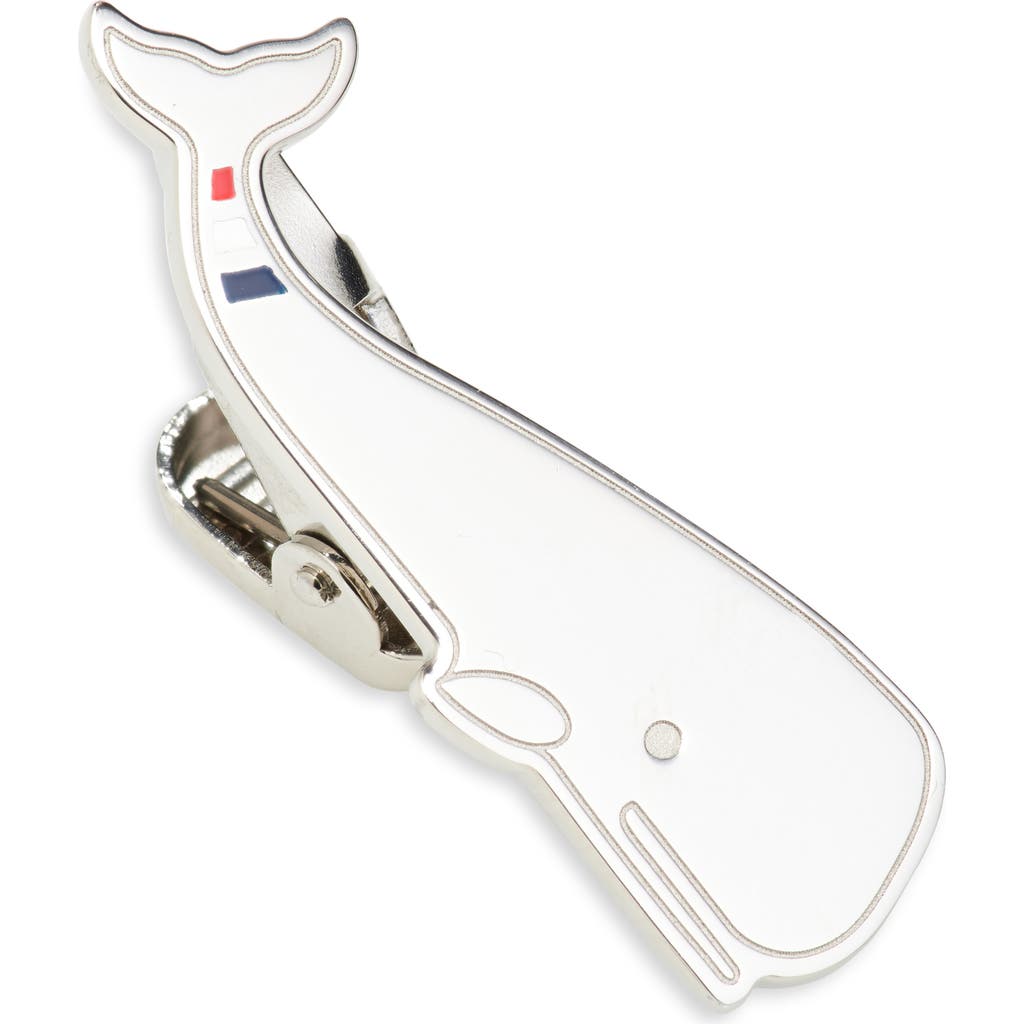 Thom Browne Whale Sterling Silver & Enamel Tie Clip In Silver