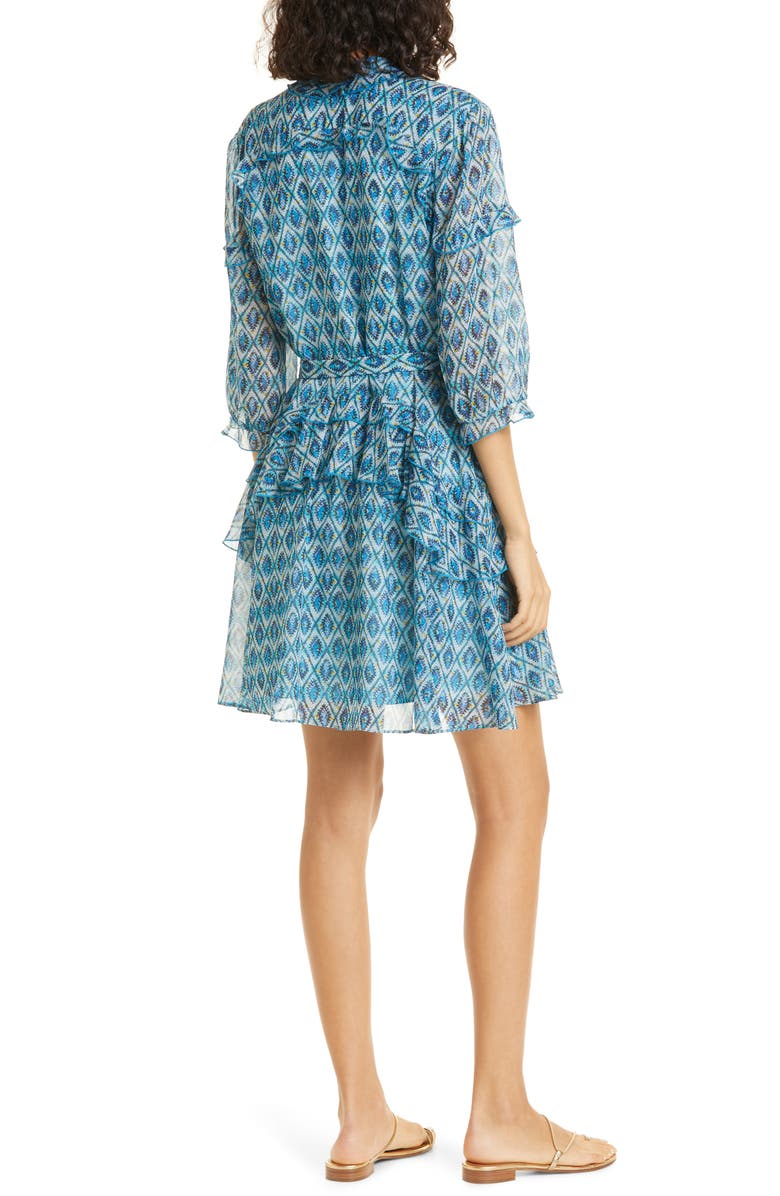 SALONI Tilly Ruffle Silk Dress, Alternate, color, 