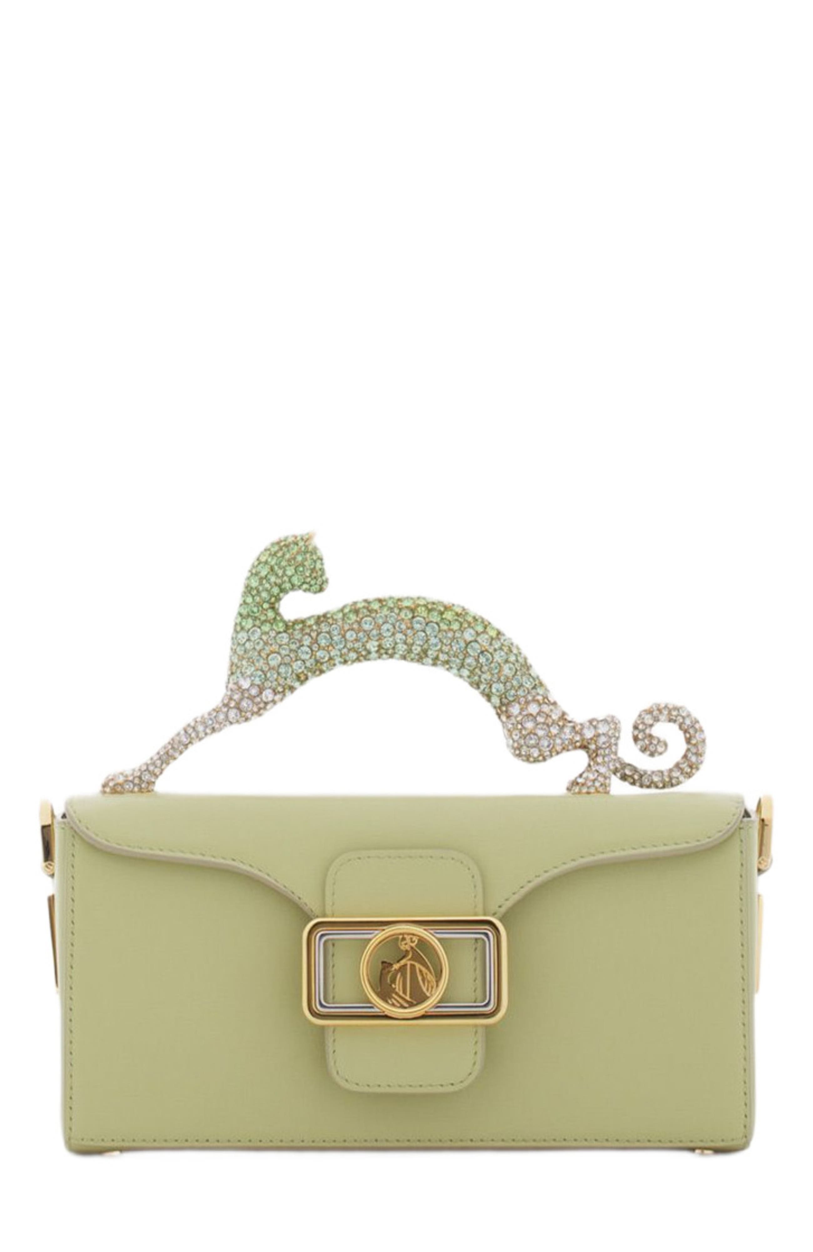 Lanvin Nano Pencil Cat Bag In Leather And Rhinestones, Main, color, 