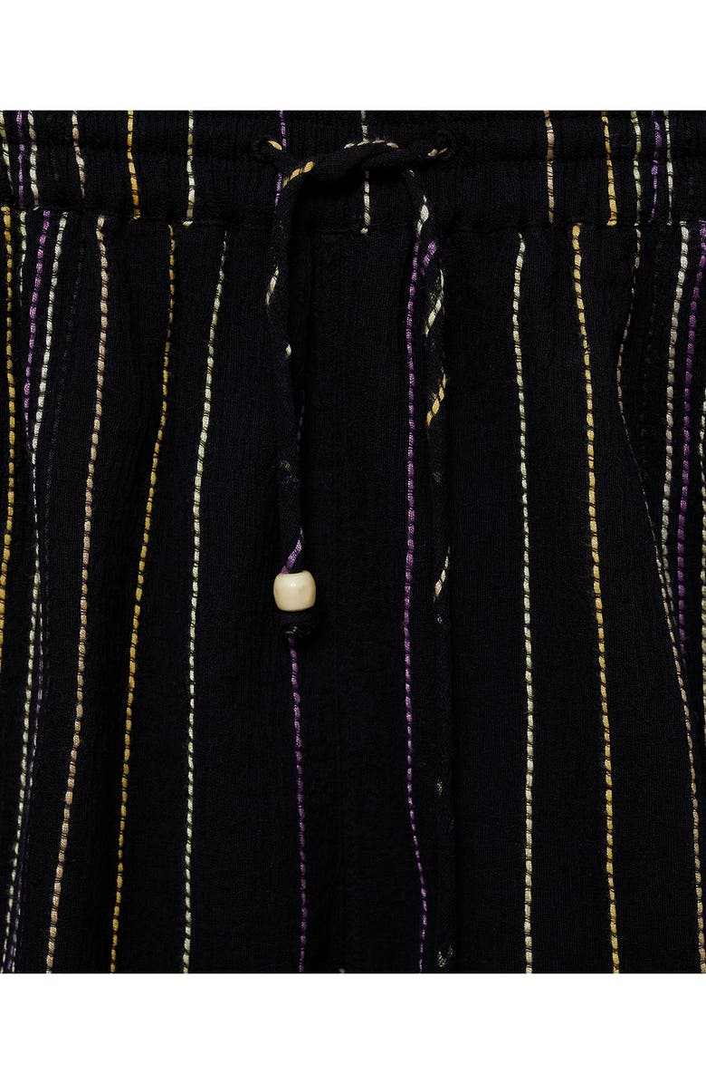 MANGO Stripe Frayed Hem Drawstring Shorts, Alternate, color, 