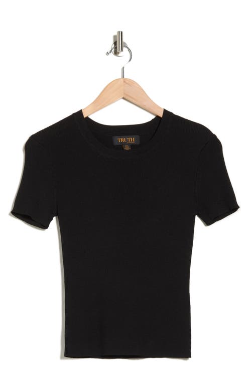 Truth Crewneck Short Sleeve Rib Sweater In Black