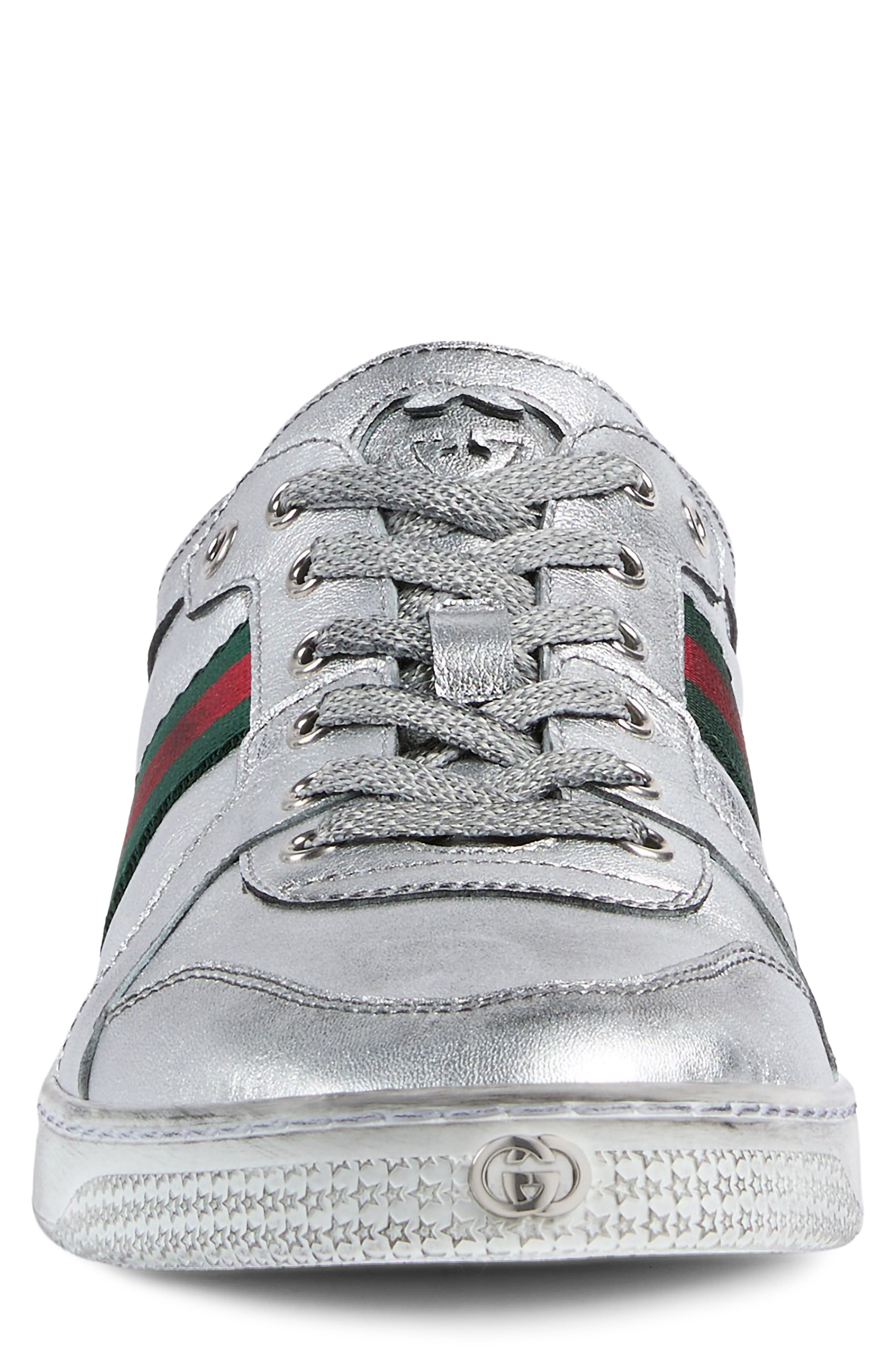 Gucci Coda Metallic Low Top Sneaker, Alternate, color, Silver Metallic