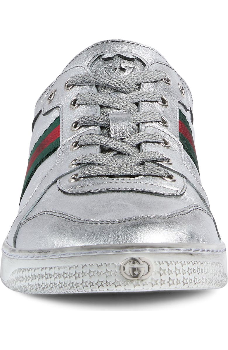 Gucci Coda Metallic Low Top Sneaker, Alternate, color, Silver Metallic