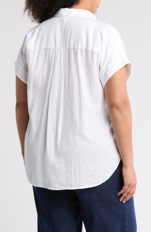CASLON CASLON® DOUBLE POCKET LINEN BLEND CAMP SHIRT