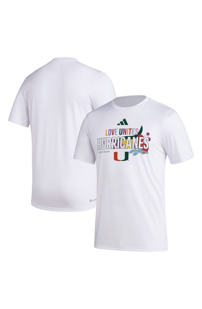 adidas Men's adidas x Rich Mnisi Pride Collection White Miami Hurricanes Pregame AEROREADY T-Shirt, Alternate, color, White