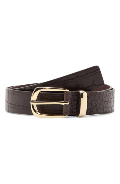Croc Embossed Faux Leather Belt